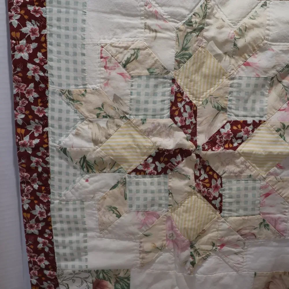 Quilted Floral Star Patchwork Pillow Shams Cover Standard Set of 2